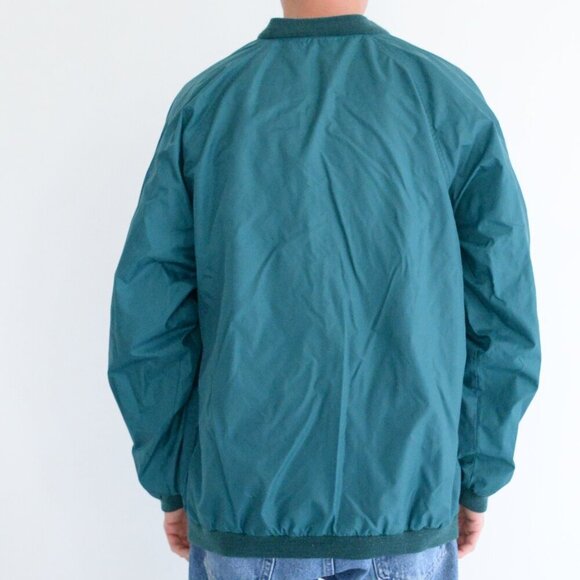 Vintage Hunter Green Nylon V Neck Golf Windbreaker Pull Over Jacket M-L - Picture 2 of 8